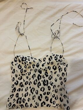 Reformation Black and White Leopard Print Bustier Top
